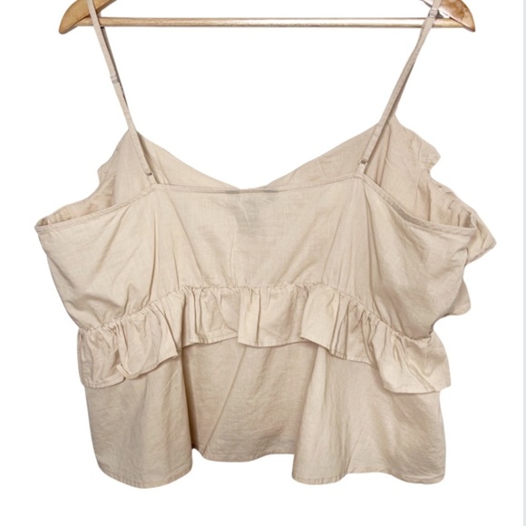 Express Tan Ruffle Chest Spaghetti Strap Feminine Crop Top Tank - Picture 11 of 15